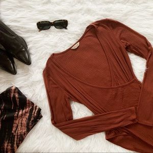 Aeropostale Cape Juby Rust Crossover Bodysuit